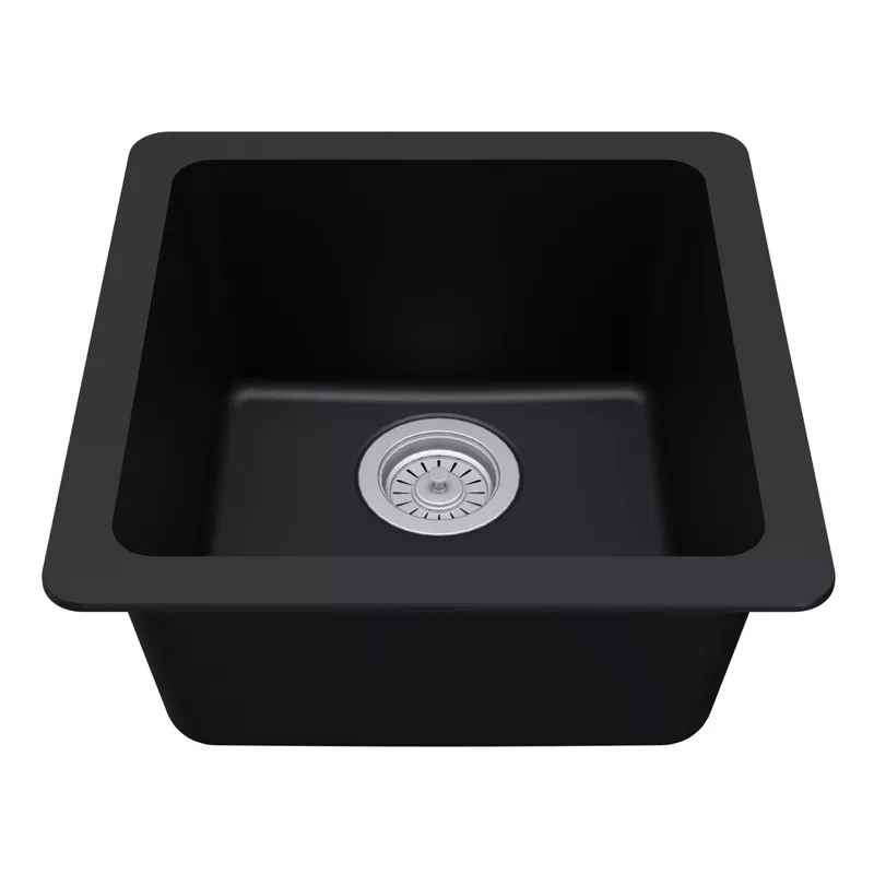 Karran 17″ Undermount Quartz Composite Kitchen Sink, Black, QU-690-BL