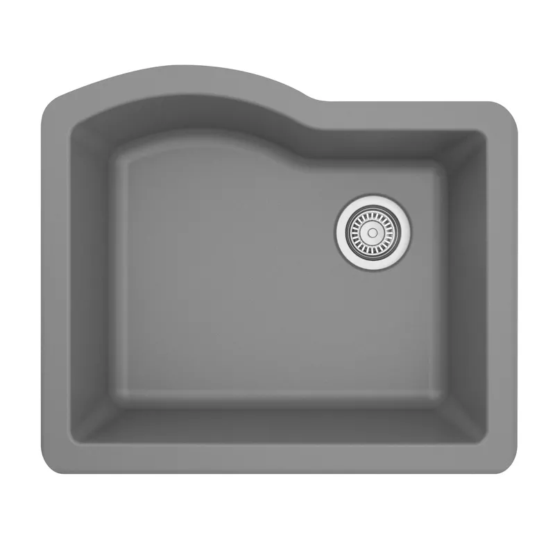 Karran 24″ Undermount Quartz Composite Kitchen Sink, Grey, QU-671-GR