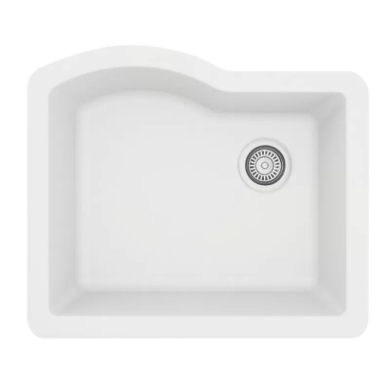 Karran 24″ Undermount Quartz Composite Kitchen Sink, White, QU-671-WH